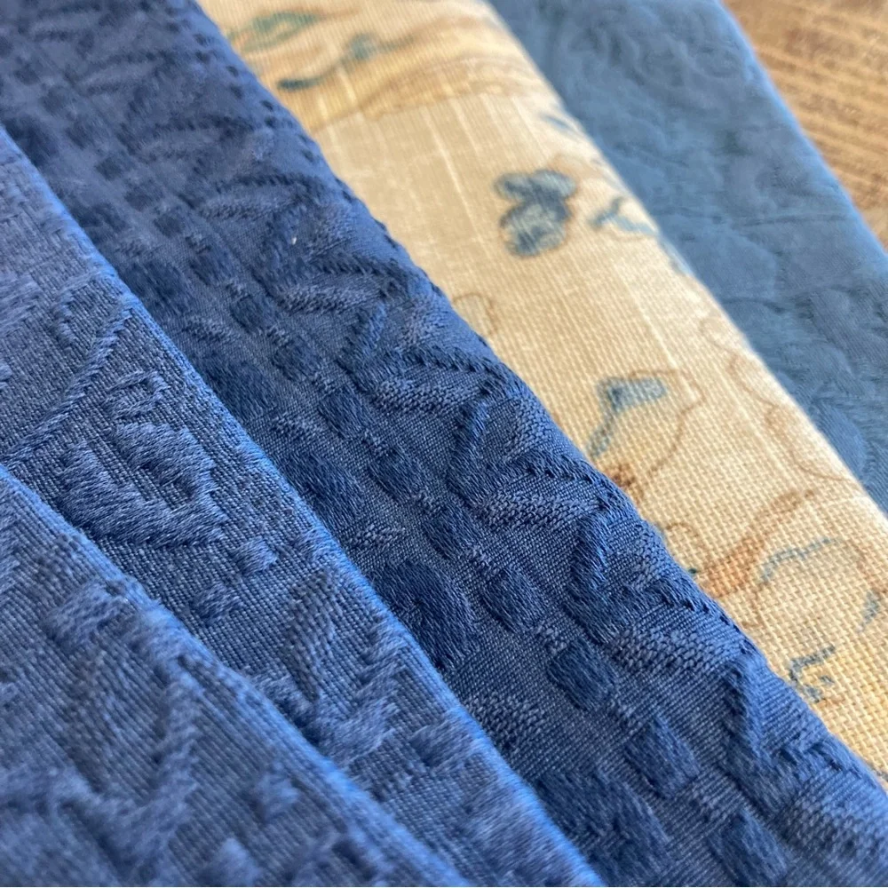 5pcs Fabric Samples Lot - Rustic Blues Florals & Damask